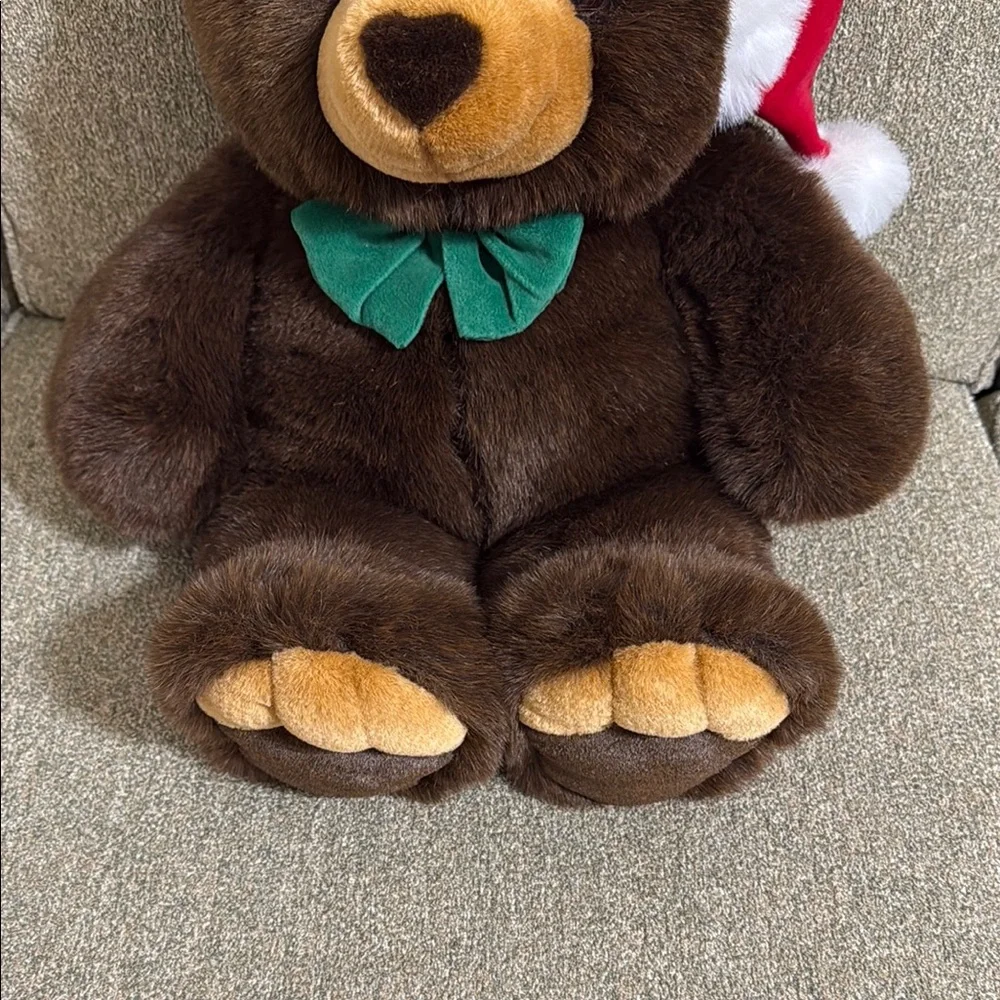 JC Penney Christmas Brown Teddy Bear Plush 24" Santa Hat Soft Stuffed Toy Gift - Picture 3 of 12